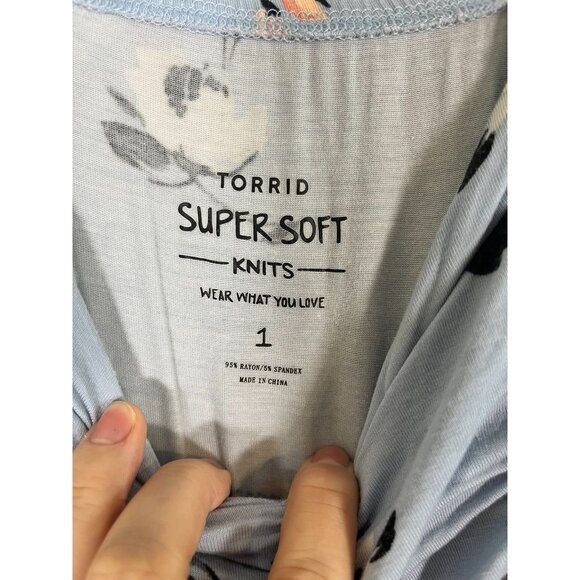 Torrid Floral Tank MIdi Dress Blue 1X Tropical Resort Preppy Feminine Coquette - Picture 2 of 12